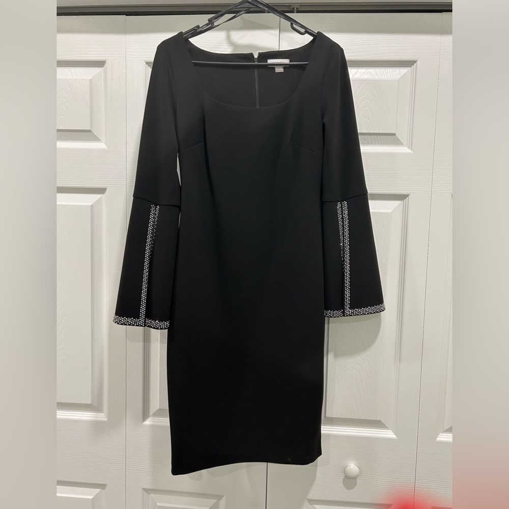 Rhinestone  sleeves black dress size 6